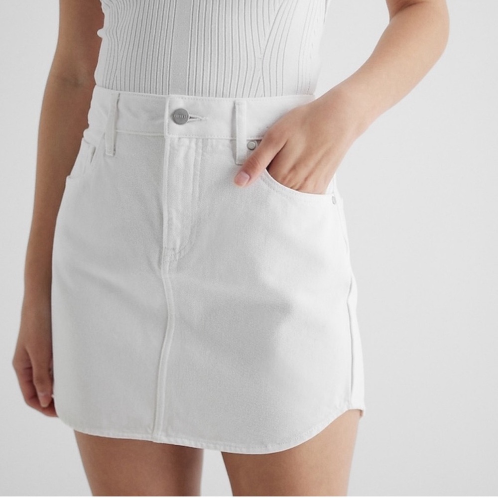 Express White Denim Mini Skirt